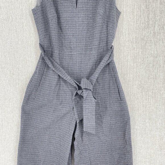 Club Monaco Jumpsuit Plaid Wide Leg Belted Sleeveless Tapered Cropped - Picture 6 of 16